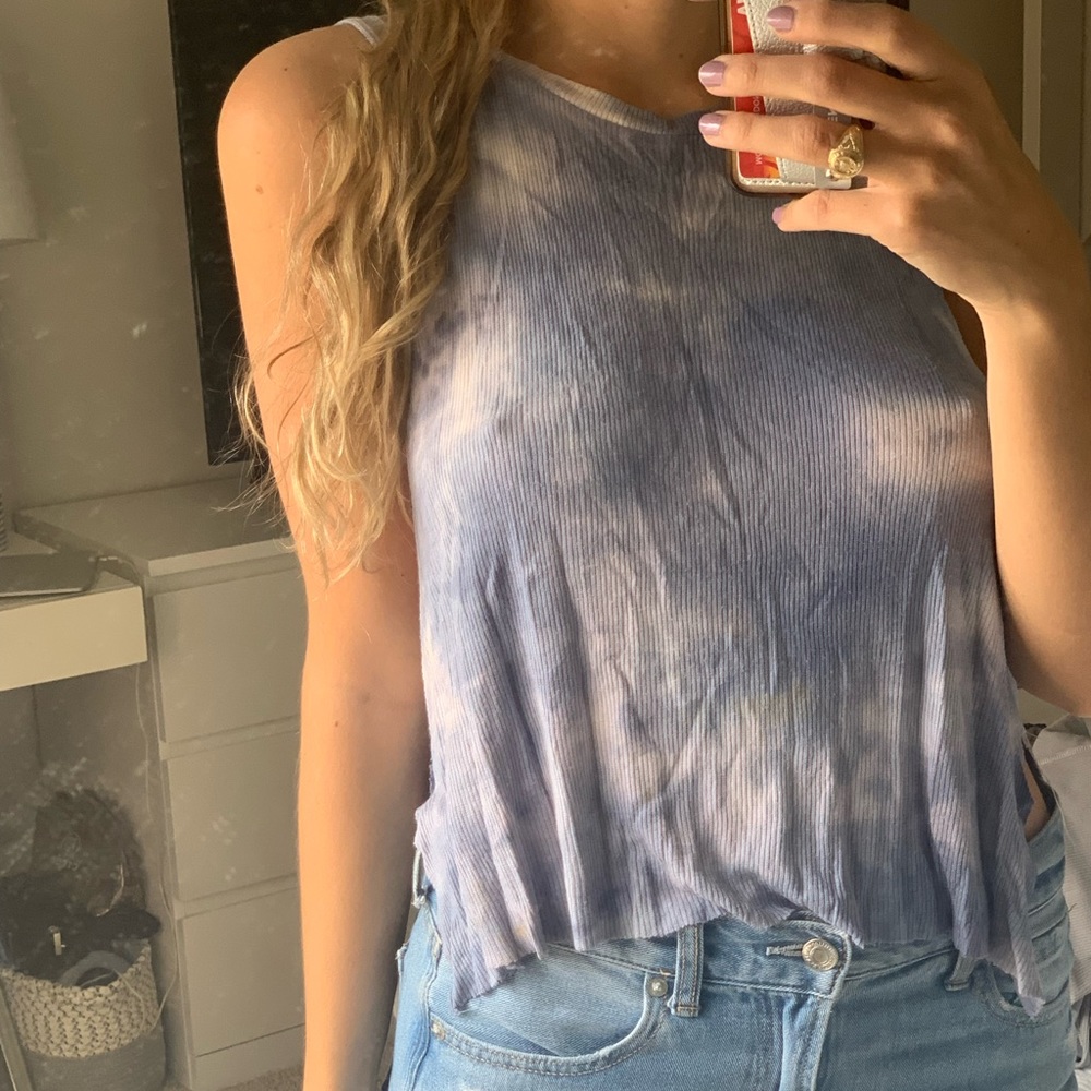 Sky blue tie dye tank